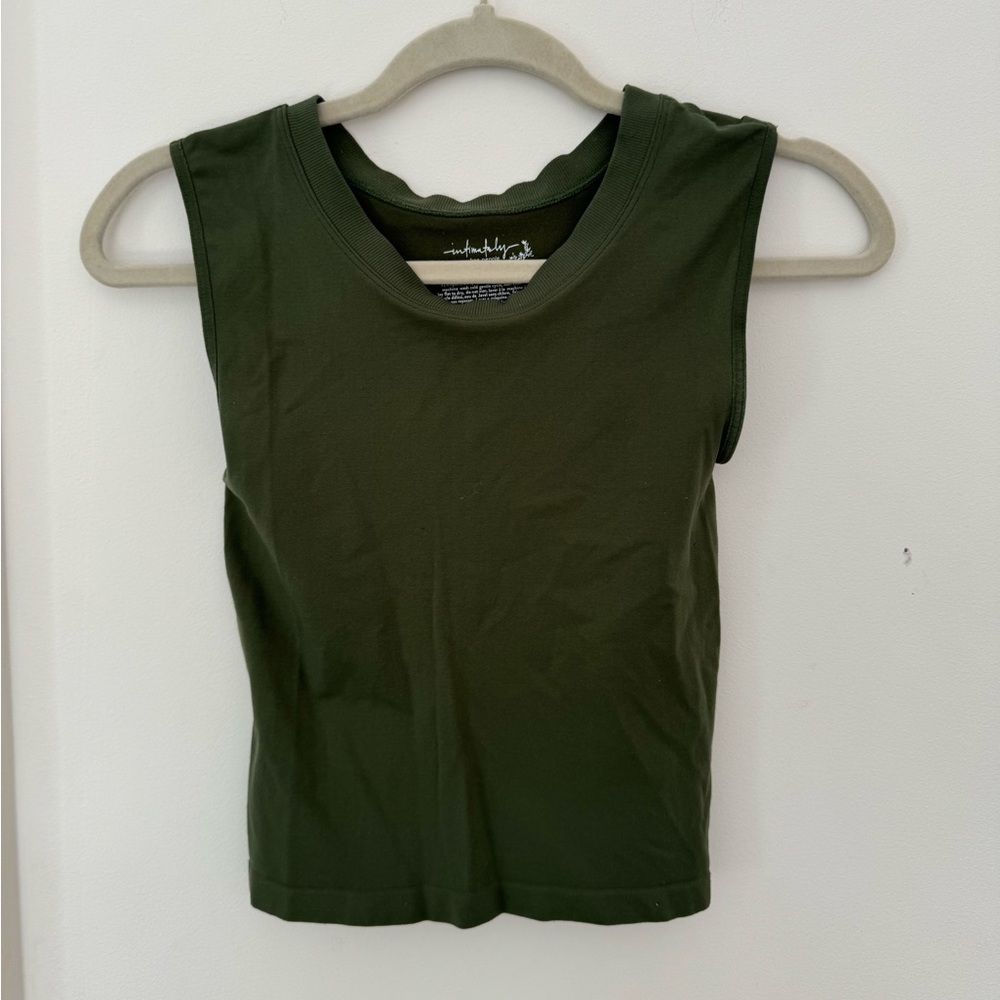 Free People Intimately Dark Green Muscle Tank Top